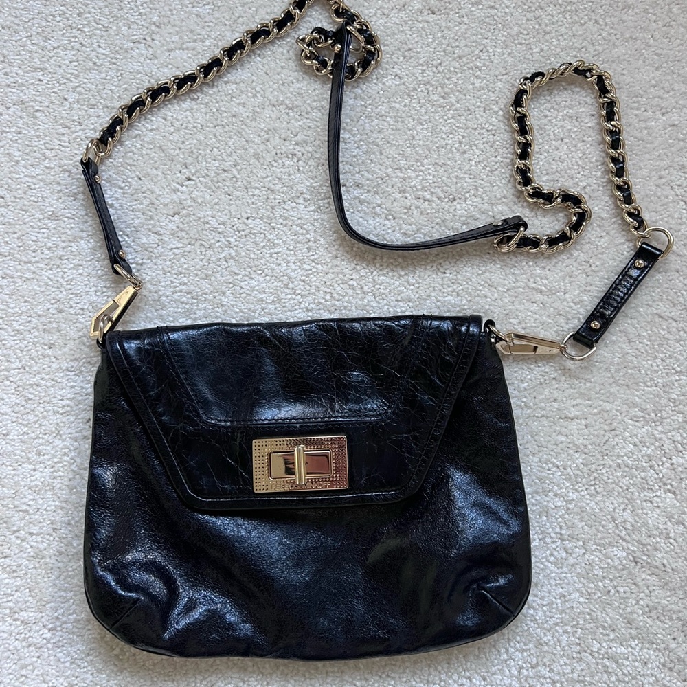 Rebecca Minkoff black leather crossbody bag.